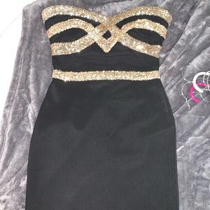 Black & gold bodycon dress